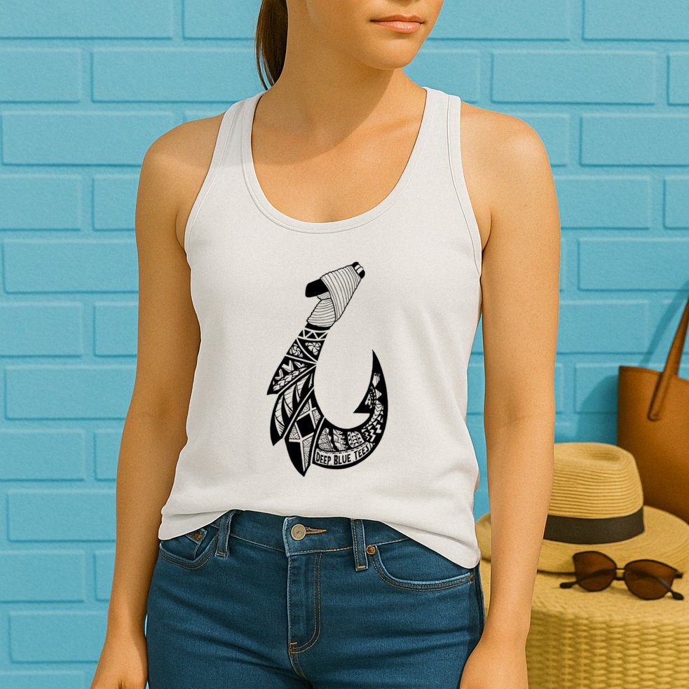 Tribal Hawaiian Hook Fishing Womens Tank Top