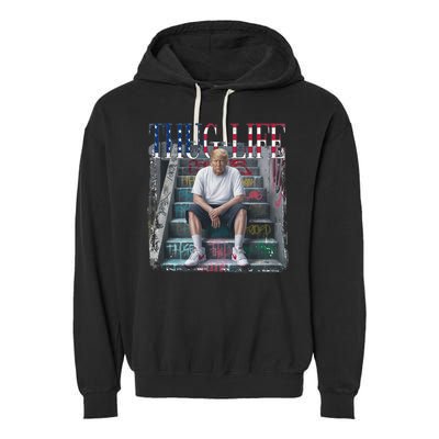 Trump Hip Hop Thug Life America Flag Vote Felon Conviction Garment-Dyed Fleece Hoodie