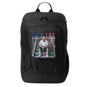 Trump Hip Hop Thug Life America Flag Vote Felon Conviction City Backpack