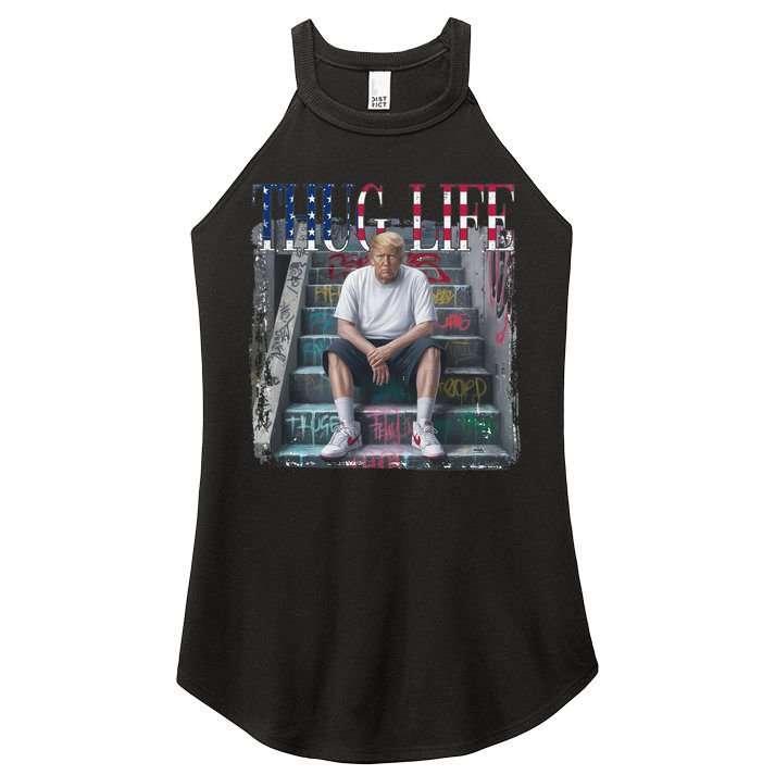 Trump Hip Hop Thug Life America Flag Vote Felon Conviction Women's Perfect Tri Rocker Tank