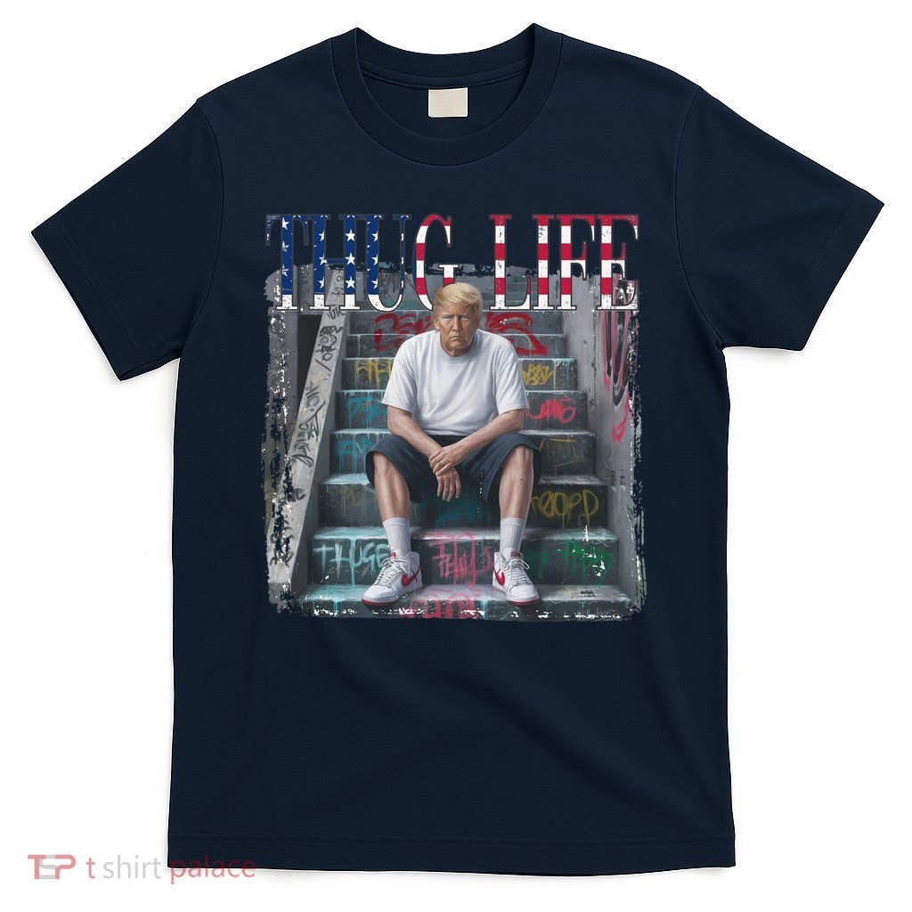Trump Hip Hop Thug Life America Flag Vote Felon Conviction T-Shirt