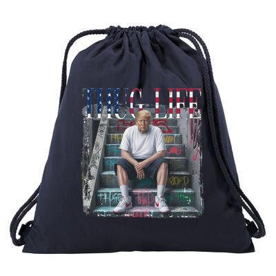 Trump Hip Hop Thug Life America Flag Vote Felon Conviction Drawstring Bag