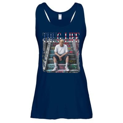 Trump Hip Hop Thug Life America Flag Vote Felon Conviction Ladies Essential Flowy Tank