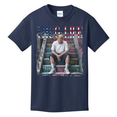 Trump Hip Hop Thug Life America Flag Vote Felon Conviction Kids T-Shirt