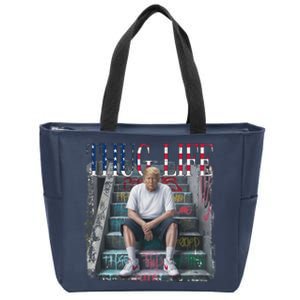 Trump Hip Hop Thug Life America Flag Vote Felon Conviction Zip Tote Bag