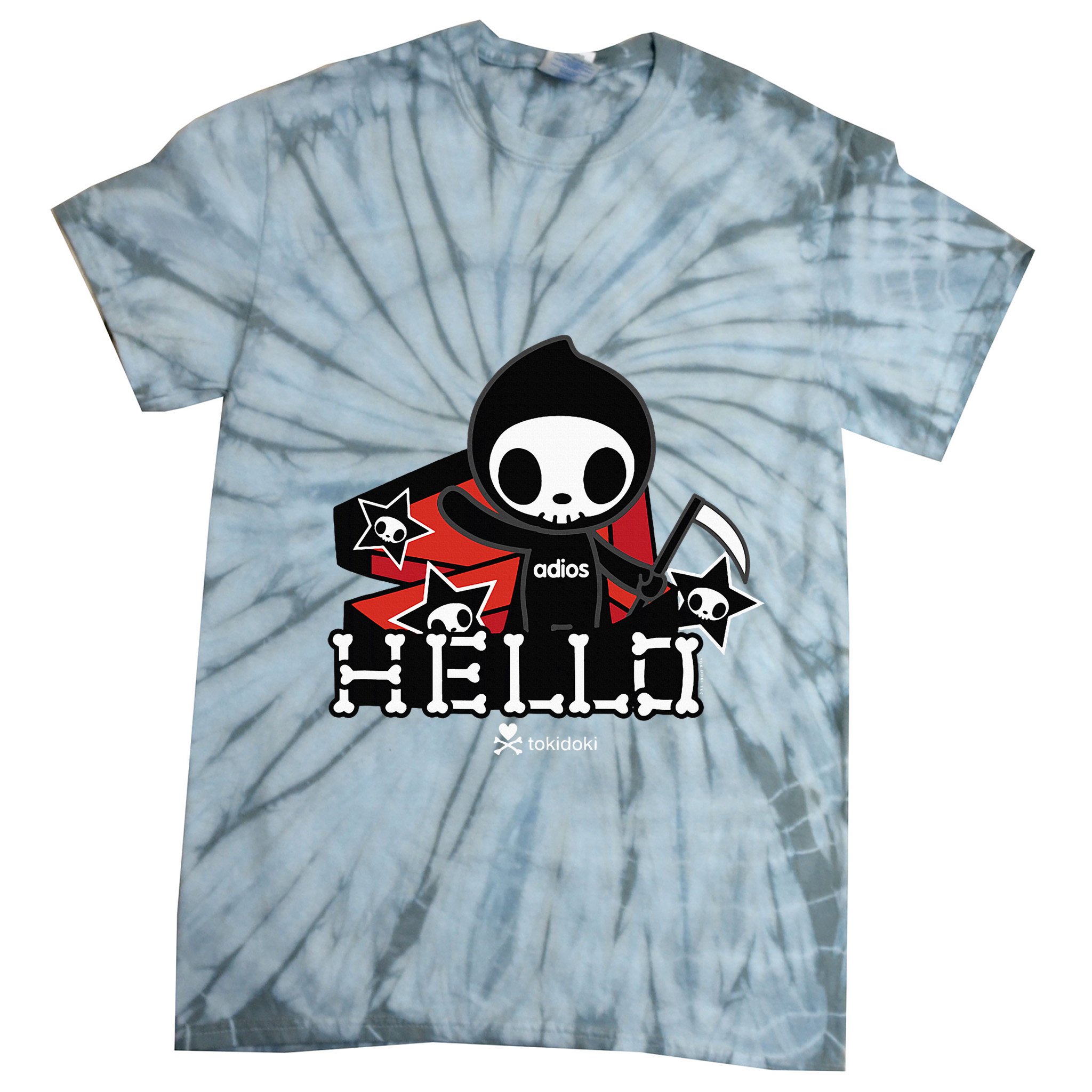 Tokidoki Halloween Hello Adios Coming Out Of Coffin Tie-Dye T-Shirt