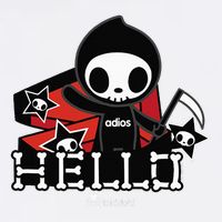 Tokidoki Halloween Hello Adios Coming Out Of Coffin Flat Bill Trucker Hat