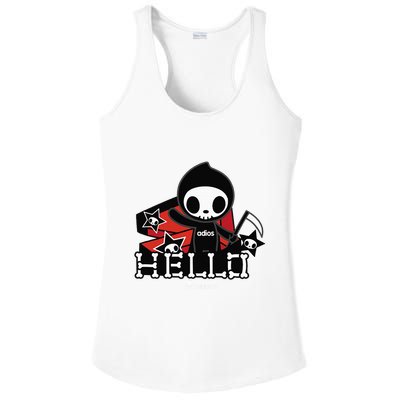 Tokidoki Halloween Hello Adios Coming Out Of Coffin Ladies PosiCharge Competitor Racerback Tank