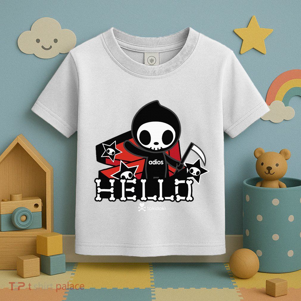 Tokidoki Halloween Hello Adios Coming Out Of Coffin Toddler T-Shirt