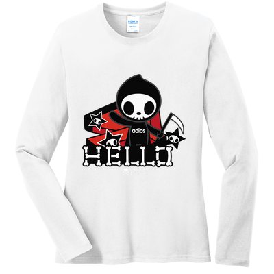 Tokidoki Halloween Hello Adios Coming Out Of Coffin Ladies Long Sleeve Shirt