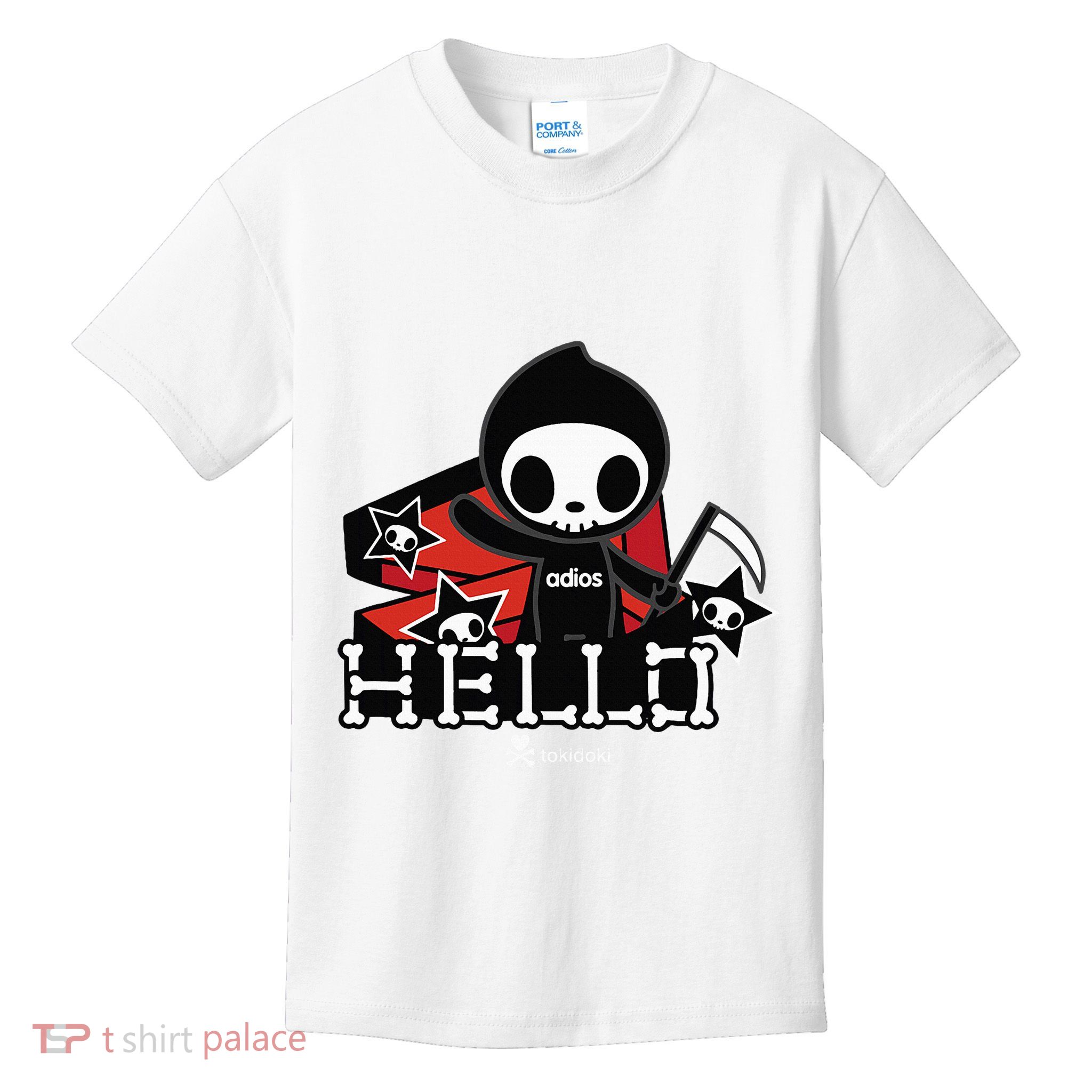 Tokidoki Halloween Hello Adios Coming Out Of Coffin Kids T-Shirt