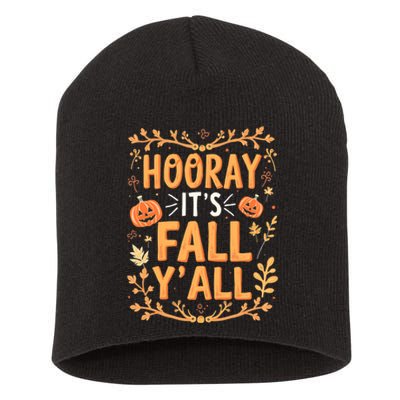 Thanksgiving Halloween Hooray Its Fall YAll Fall Autumn Short Acrylic Beanie