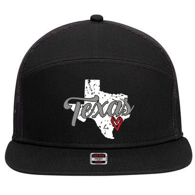 Texas Heart I Love Texas 7 Panel Mesh Trucker Snapback Hat