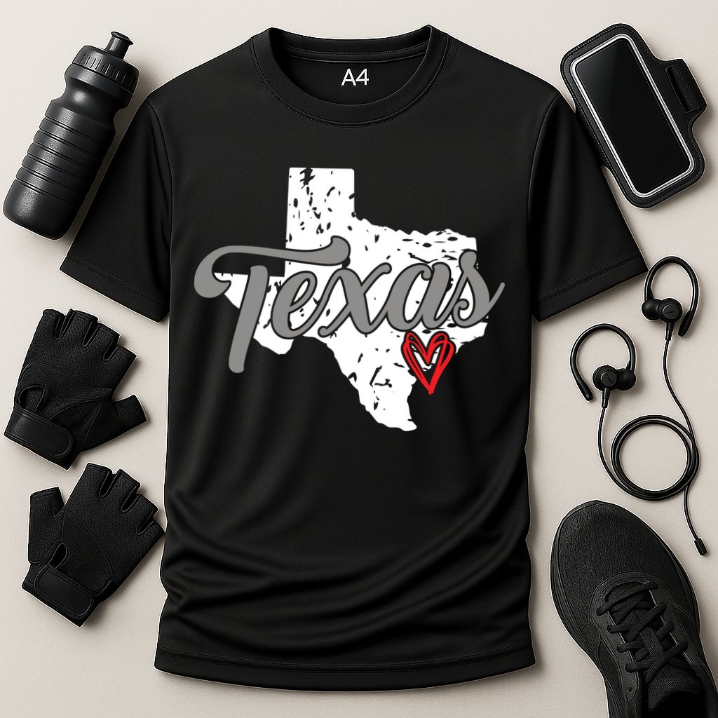 Texas Heart I Love Texas Cooling Performance Crew T-Shirt