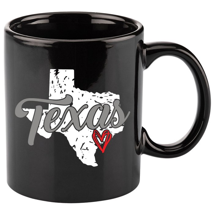 Texas Heart I Love Texas 11oz C Handle Ceramic Mug