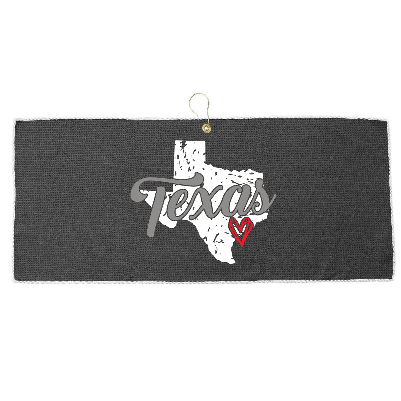 Texas Heart I Love Texas Large Microfiber Waffle Golf Towel