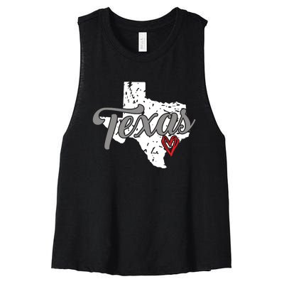 Texas Heart I Love Texas Women's Racerback Cropped Tank