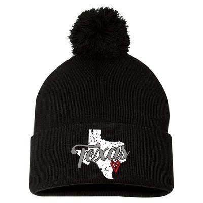 Texas Heart I Love Texas Pom Pom 12in Knit Beanie