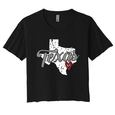 Texas Heart I Love Texas Women's Crop Top Tee