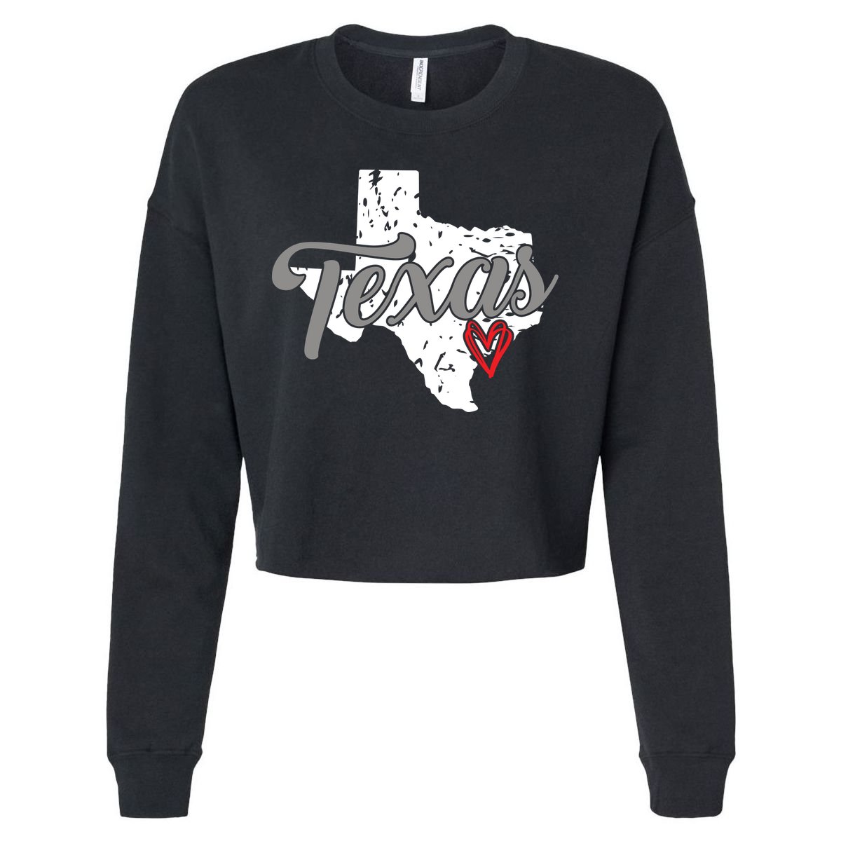 Texas Heart I Love Texas Cropped Pullover Crew