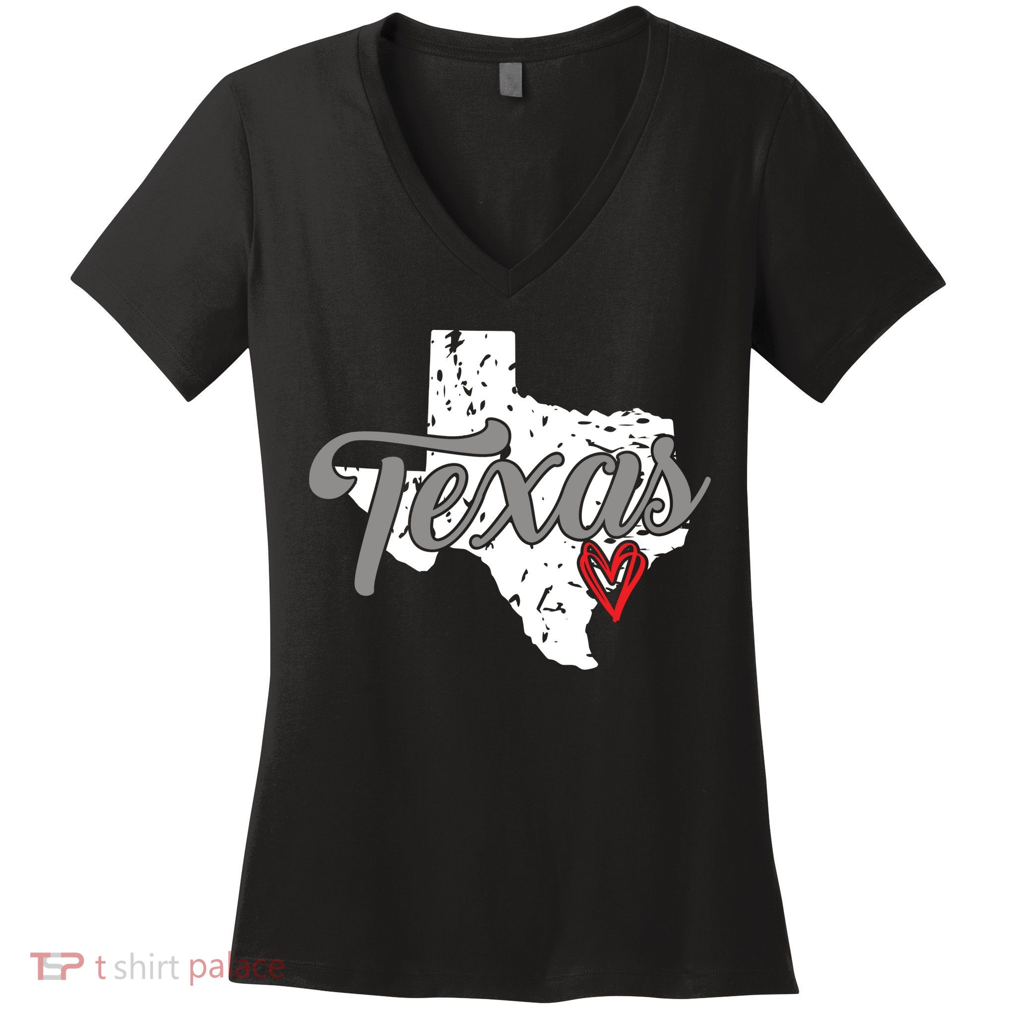 Texas Heart I Love Texas Women's V-Neck T-Shirt