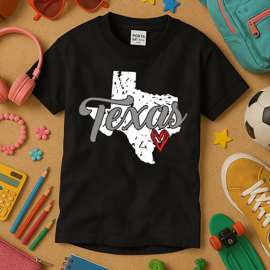 Texas Heart I Love Texas Kids T-Shirt