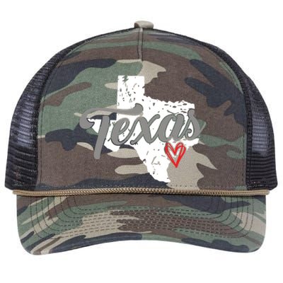 Texas Heart I Love Texas Retro Rope Trucker Hat Cap