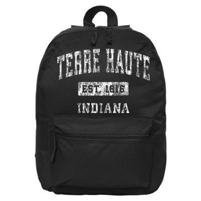 Terre Haute Indiana In Vintage Established Sports 16 in Basic Backpack