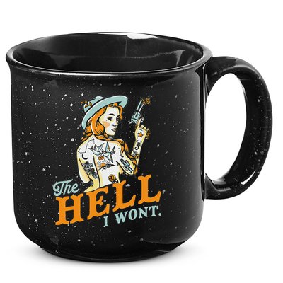 The Hell I WonT! Badass Vintage Western Rodeo Cowgirl Gift 15oz Campfire Ceramic Mug