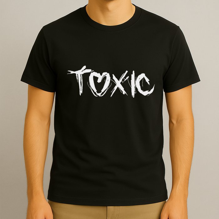 Toxic Heart In Brush Font. Scribble. Stylized. T-Shirt