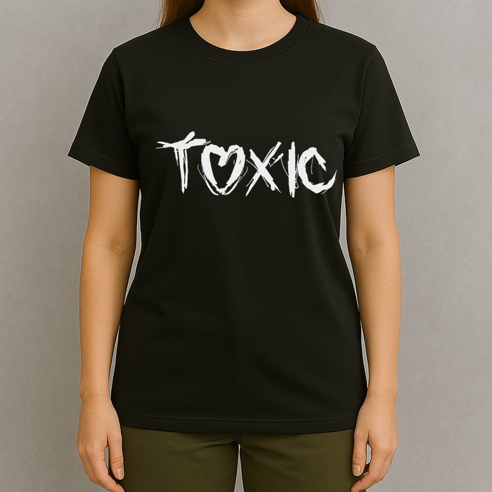Toxic Heart In Brush Font. Scribble. Stylized. T-Shirt