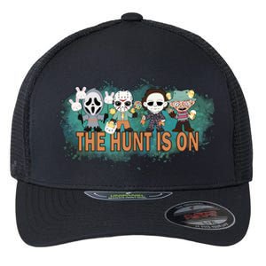 The Hunt Is On Egg Hunting Season Happy Easter Day Rabbit Lover Horror Character Flexfit Unipanel Trucker Cap