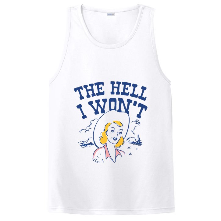 The Hell I Wont Vintage Western Desert Southwest Rodeo Cowgirl PosiCharge Competitor Tank