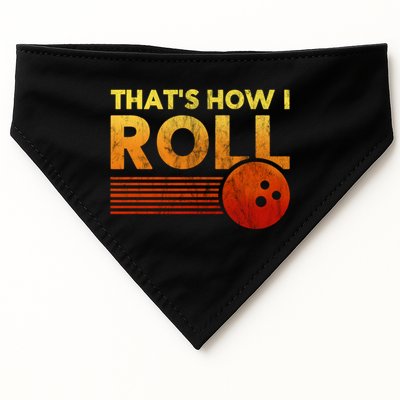 That's How I Roll Funny Distressed Bowling USA-Made Doggie Bandana