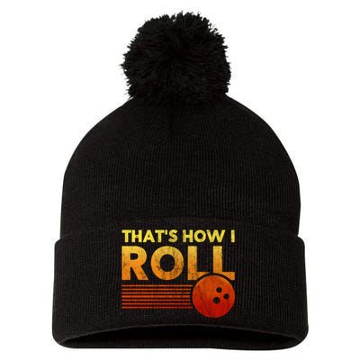 That's How I Roll Funny Distressed Bowling Pom Pom 12in Knit Beanie