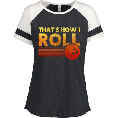 That's How I Roll Funny Distressed Bowling Enza Ladies Jersey Colorblock Tee