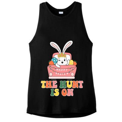 The Hunt Is On Easter Bunny Holiday Ladies PosiCharge Tri-Blend Wicking Tank