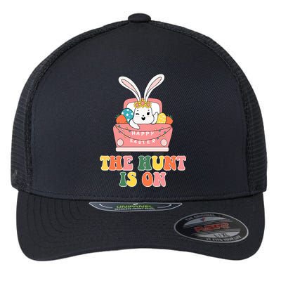 The Hunt Is On Easter Bunny Holiday Flexfit Unipanel Trucker Cap