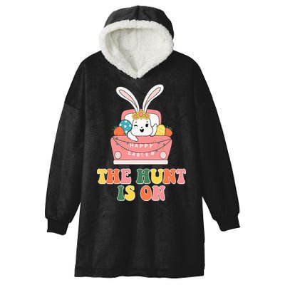 The Hunt Is On Easter Bunny Holiday Hooded Wearable Blanket