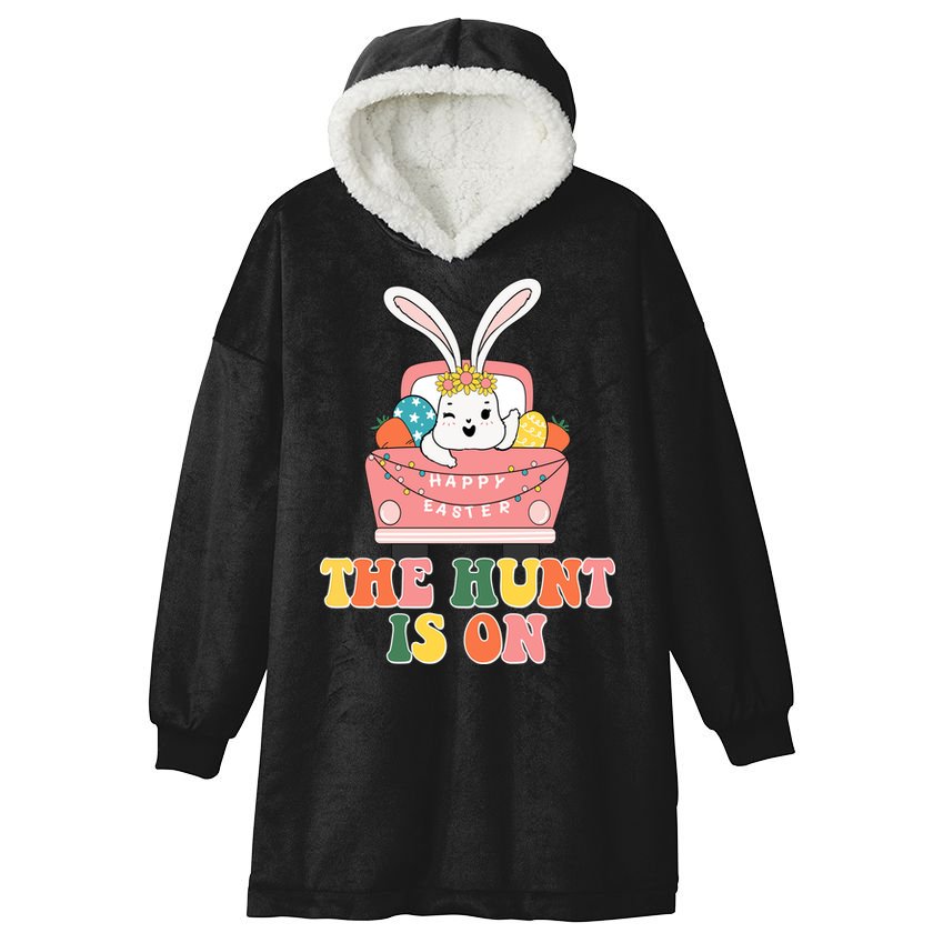 The Hunt Is On Easter Bunny Holiday Hooded Wearable Blanket
