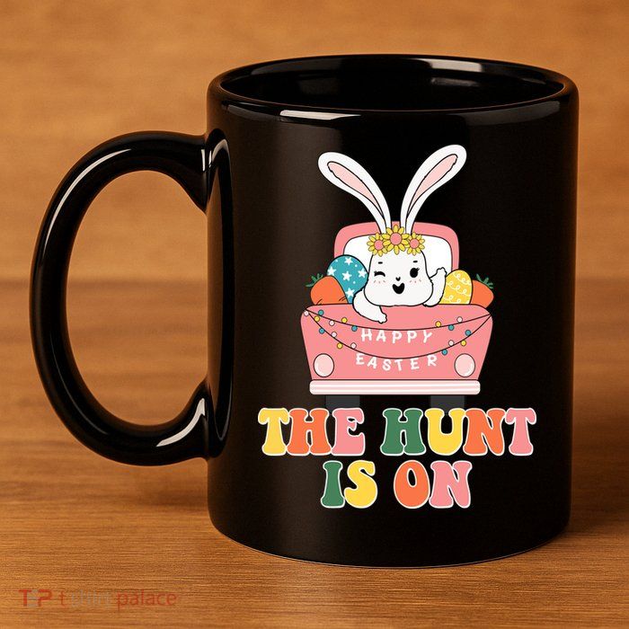 The Hunt Is On Easter Bunny Holiday 11oz C Handle Ceramic Mug