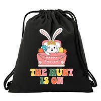 The Hunt Is On Easter Bunny Holiday Drawstring Bag