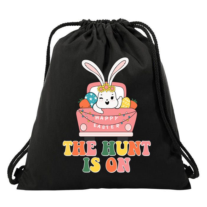 The Hunt Is On Easter Bunny Holiday Drawstring Bag