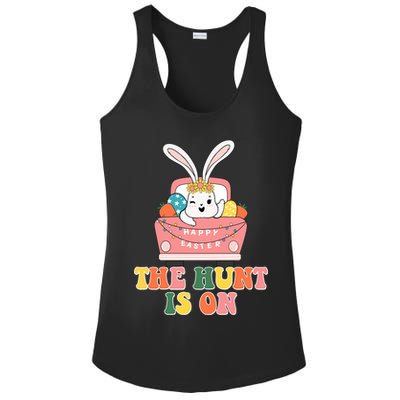 The Hunt Is On Easter Bunny Holiday Ladies PosiCharge Competitor Racerback Tank