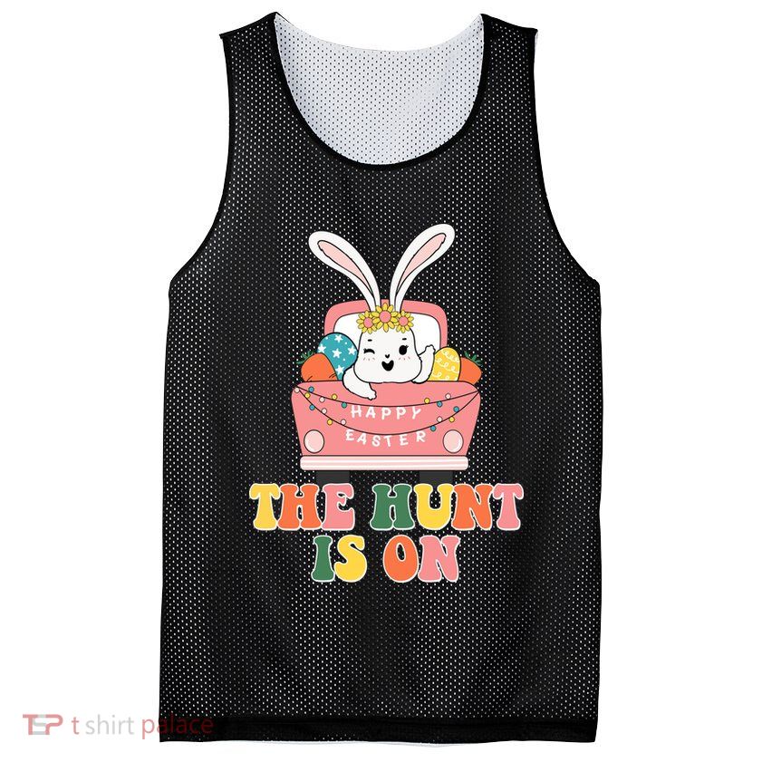 The Hunt Is On Easter Bunny Holiday Mesh Reversible Basketball Jersey Tank