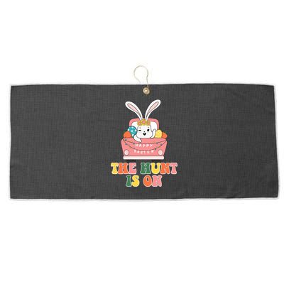 The Hunt Is On Easter Bunny Holiday Large Microfiber Waffle Golf Towel