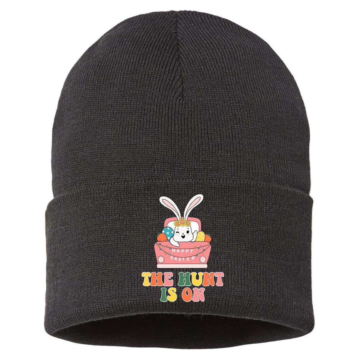 The Hunt Is On Easter Bunny Holiday Sustainable Knit Beanie