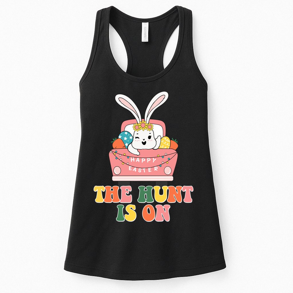 The Hunt Is On Easter Bunny Holiday Womens Tank Top