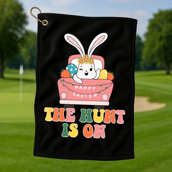 The Hunt Is On Easter Bunny Holiday Golf Towel