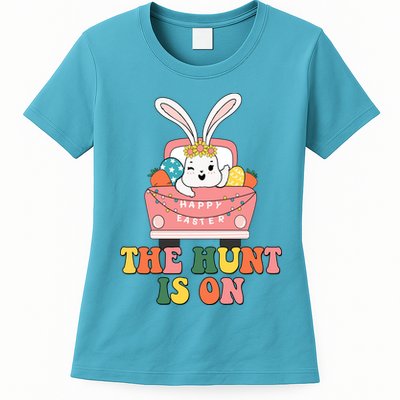 The Hunt Is On Easter Bunny Holiday Womens T-Shirt